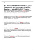 NY Home Improvement Contractor Exam Study guide with complete and Verified Solutions &vert; Latest 2025&sol;2026 Update&period;