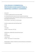 COLORADO COMMERCIAL PESTICIDE EXAM QUESTIONS & VERIFIED CORRECT ANSWERS