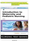 TEST BANK - INTRODUCTION TO MATERNITY AND PEDIATRIC NURSING 8E &lpar;BY LEIFER&rpar; LATEST 2025- 2026&excl;&excl;&excl; GRADED A&plus;