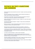 PHYSICS 160 TEST 4 QUESTIONS AND ANSWERS 