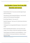 Food Handlers License Test Exam 2026 Questions and Answers