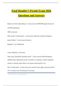Food Handler's Permit Exam 2026 Questions and Answers