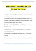 Food Handler Certificate Exam 2026 Questions and Answers