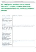 ATI PN Maternal Newborn Proctor Newest  2025&sol;2026 Complete Questions And Correct  Detailed Answers &lpar;Verified Answers&rpar; &vert;Brand New  Version&excl;&excl;  