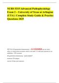 NURS 5315 Advanced Pathophysiology Exam 2 &ndash; University of Texas at Arlington &lpar;UTA&rpar; &vert; Complete Study Guide & Practice Questions 2025