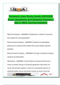 Florida Personal Lines Insurance &vert; 2025&sol;2026 &vert; 200&plus; Exam Questions with Answers &vert; Dwelling&comma; Auto&comma; Liability&comma; HO-Forms &vert; Licensing