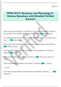 WGU D313&colon; Anatomy and Physiology II -  Urinary Questions with Detailed Verified  Answers