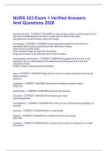 NURS 223 Exam 1 Verified Answers And Questions 2026 