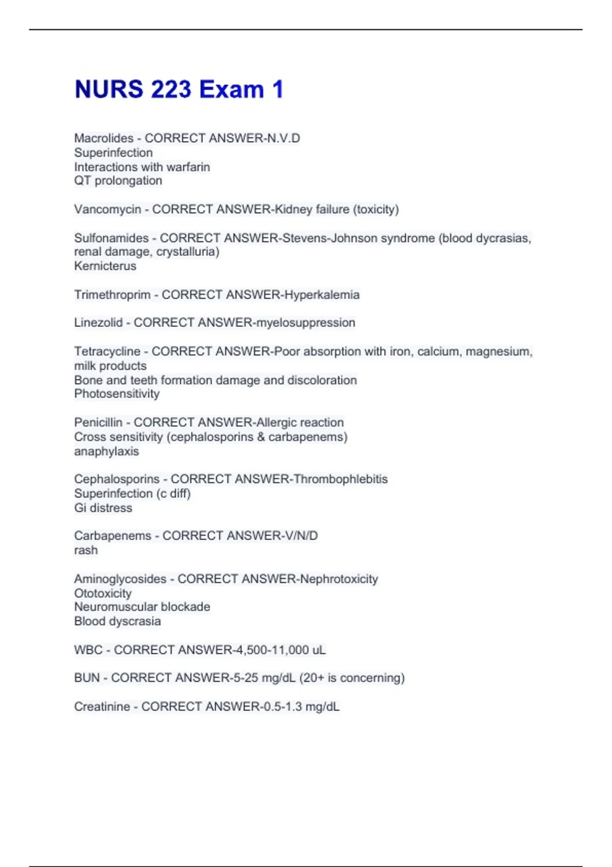 NURS 223 Exam 1 Questions And Answers Latest Updates 2026 With Correct ...
