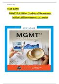 Test Bank For MGMT 12th Edition by Chuck Williams&vert;&vert;ISBN&colon;9780357137727