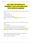 CSP EXAM TEST&lpar;SPECIALTY  PHARMACY&rpar; 2025&sol; 2026 QUESTIONS  WITH VERIFIED ANSWERS
