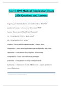 ALHS 1090 Medical Terminology Exam 2026 Questions and Answers