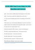 ALHS 1090 Final Exam Study Set 2026 Questions and Answers