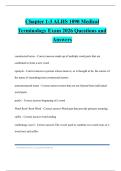 Chapter 1-3 ALHS 1090 Medical Terminology Exam 2026 Questions and Answers