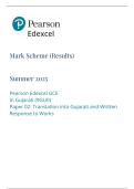 PEARSON EDEXCEL A LEVEL GUJARATI PAPER 2 MARK SCHEME 2025 &lpar;9GU0&sol;02&colon; Translation into Gujarati and Written Response to Works&rpar;