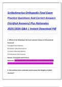 ScribeAmerica Orthopedic Final Exam  Practice Questions And Correct Answers  &lpar;Verified Answers&rpar; Plus Rationales  2025&vert;2026 Q&A &vert; Instant Download Pdf