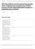 TEFL FULLCIRCLE- End of Module Assessments Exam comprehensive questions and verified answers ACTUAL EXAM 2025 TEST&excl;&excl; Graded A&plus; &vert; 2025&vert;2026 EXAM UPDATE