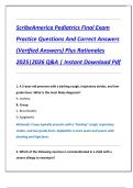 ScribeAmerica Pediatrics Final Exam  Practice Questions And Correct Answers  &lpar;Verified Answers&rpar; Plus Rationales  2025&vert;2026 Q&A &vert; Instant Download Pdf
