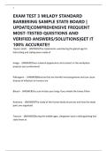 EXAM TEST 3 MILADY STANDARD BARBERING SAMPLE STATE BOARD &vert; UPDATE&vert;COMPREHENSIVE FREQUENT MOST-TESTED QUESTIONS AND VERIFIED ANSWERS&sol;SOLUTIONS&vert;GET IT 100&percnt; ACCURATE&excl;&excl;