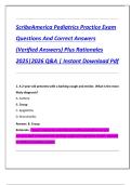 ScribeAmerica Pediatrics Practice Exam  Questions And Correct Answers  &lpar;Verified Answers&rpar; Plus Rationales  2025&vert;2026 Q&A &vert; Instant Download Pdf 