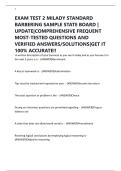 EXAM TEST 2 MILADY STANDARD BARBERING SAMPLE STATE BOARD &vert; UPDATE&vert;COMPREHENSIVE FREQUENT MOST-TESTED QUESTIONS AND VERIFIED ANSWERS&sol;SOLUTIONS&vert;GET IT 100&percnt; ACCURATE&excl;&excl;