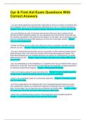 Cpr & First Aid Exam Questions With Correct Answers