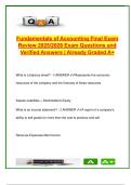 Fundamentals of Accounting Final Exam Review &vert; 2025&sol;2026 &vert; 150&plus; A&plus; Questions & Answers &vert; GAAP&comma; Financial Statements&comma; Inventory&comma; Depreciation &vert; Arizona College
