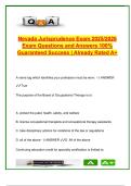 Nevada Jurisprudence Exam 2025&sol;2026 &ndash; 90&plus; Solved Q&As &ndash; OT Licensing&comma; Supervision&comma; CEU Rules &ndash; OT Law