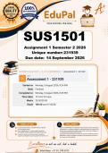 SUS1501 Assignment 1 QUIZ &lpar;COMPLETE GUIDELINE&rpar; Semester 2 2026 - DUE  14 September 2026