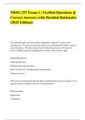 NRSG 257 Exam 1 &vert; Verified Questions & Correct Answers with Detailed Rationales &lpar;2025 Edition&rpar;