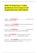 NRSG 257 Final Exam &vert; Verified Questions & Correct Answers with Detailed Rationales &lpar;2025 Edition&rpar;