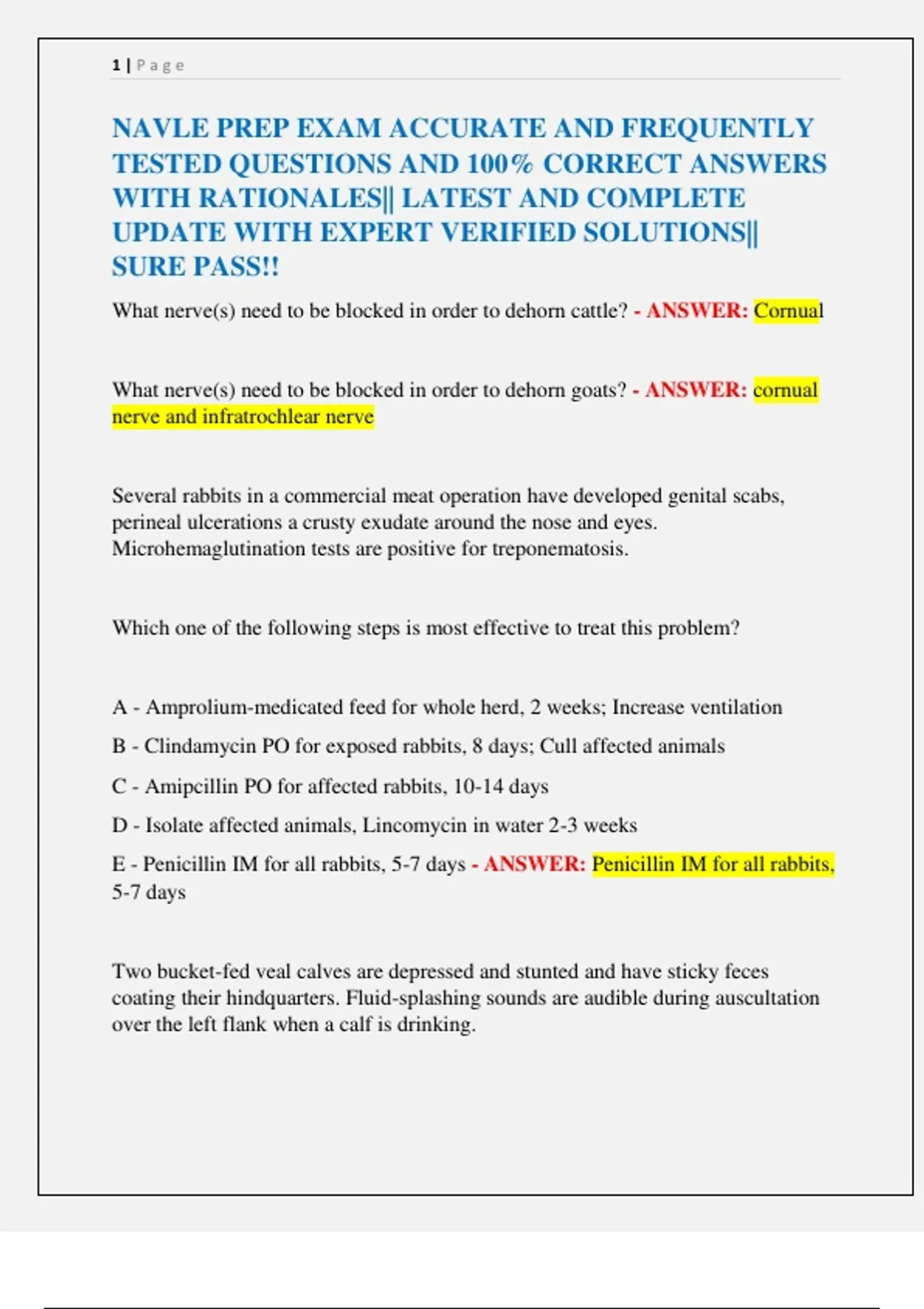 Navle Sample Question NAVLE PREP EXAM (2025/2026) | Accurate & Frequently Tested Questions ...