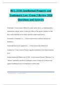 BUL 3310&colon; Intellectual Property and Trademark Law&colon; Exam 3 Review 2026 Questions and Answers