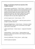 Biology 172 UH Manoa Final Exam Questions With Complete Solutions