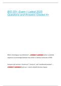 BIO 351&colon; Exam 1 Latest 2025  Questions and Answers Graded A&plus; 