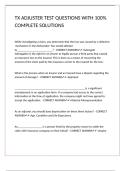 TX ADJUSTER TEST QUESTIONS WITH 100&percnt; COMPLETE SOLUTIONS 