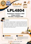 LPL4804 Assignment 1 &lpar;COMPLETE ANSWERS&rpar; Semester 2 2026 - DUE 12 August 2026