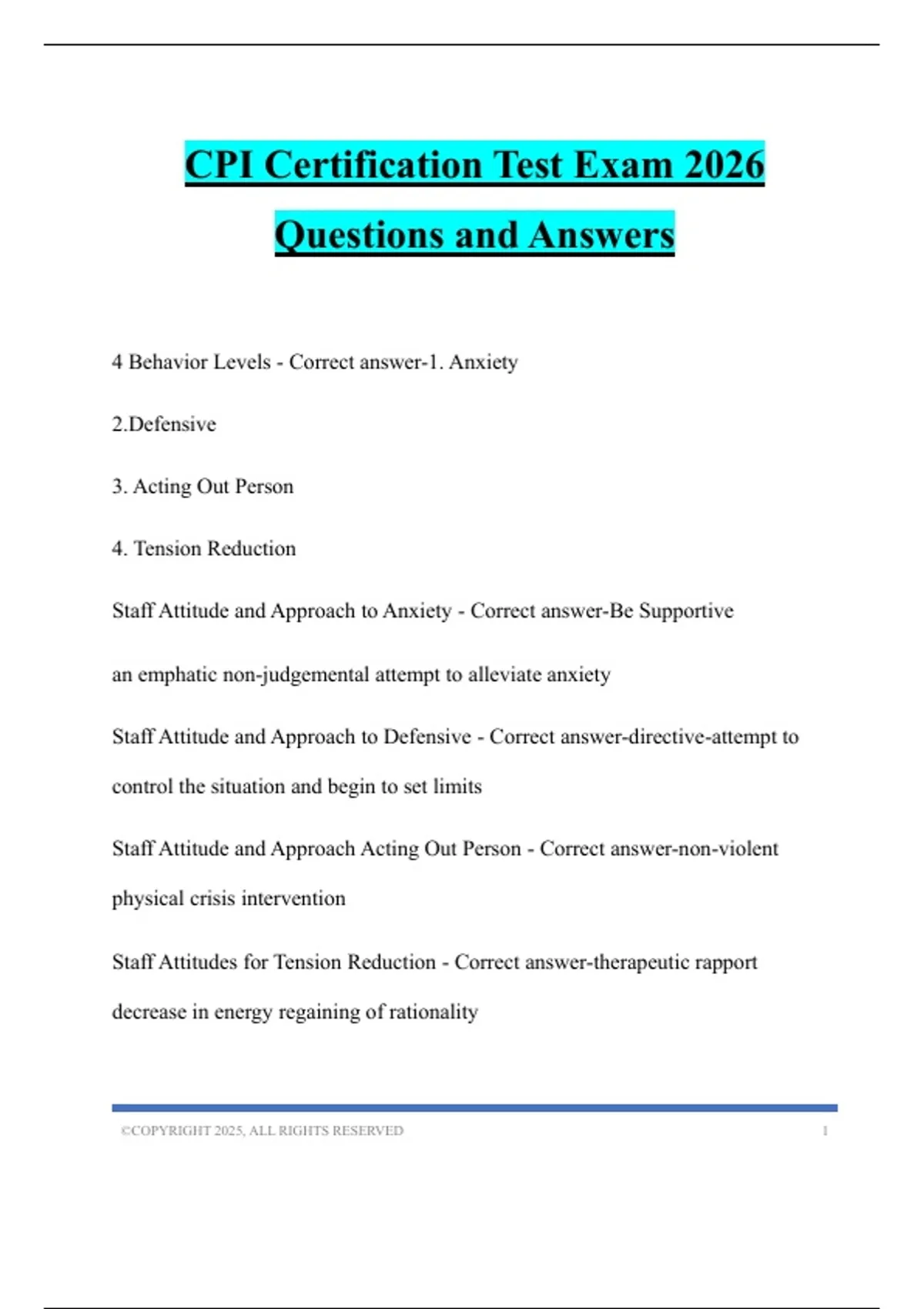 CPI Certification Test Exam 2026 Questions and Answers - LAT - Stuvia US