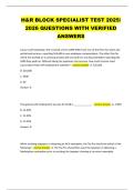 H&R BLOCK SPECIALIST TEST 2025&sol;  2026 QUESTIONS WITH VERIFIED  ANSWERS
