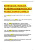 Sociology 100 Final Exam Comprehensive Questions with Verified Answers Graded A&plus;