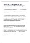 HOSP 180 Ch&period; 4 Hotel Food and Beverage Quiz well answered to pass