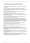 CQM COURSE QUESTIONS AND ANSWERS
