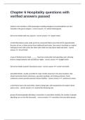 Chapter 6 Hospitality questions with verified answers passed