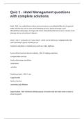 Quiz 1 - Hotel Management questions with complete solutions 