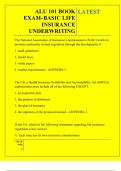 ALU 101 BOOK EXAM-BASIC LIFE INSURANCE UNDERWRITING QUESTIONS AND ANSWERS 2025