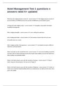 Hotel Management Test 1 questions n answers rated A&plus; updated