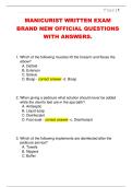 MANICURIST WRITTEN EXAM  BRAND NEW OFFICIAL QUESTIONS  WITH ANSWERS&period;