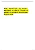 RHIA Mock Exam 2025 &vert; 391 Verified Practice Questions & Correct Answers A&plus;