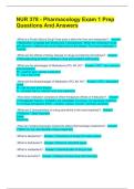 NUR 378 - Pharmacology Exam 1 Prep Questions And Answers