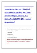 StraighterLine Business Ethics Final  Exam Practice Questions And Correct  Answers &lpar;Verified Answers&rpar; Plus  Rationales 2025&vert;2026 Q&A &vert; Instant  Download Pdf 